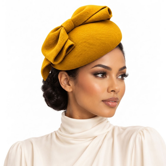 Gold Sculptural Pillbox Hat