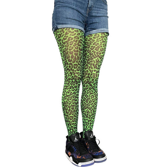 Green Leopard Printed Tights