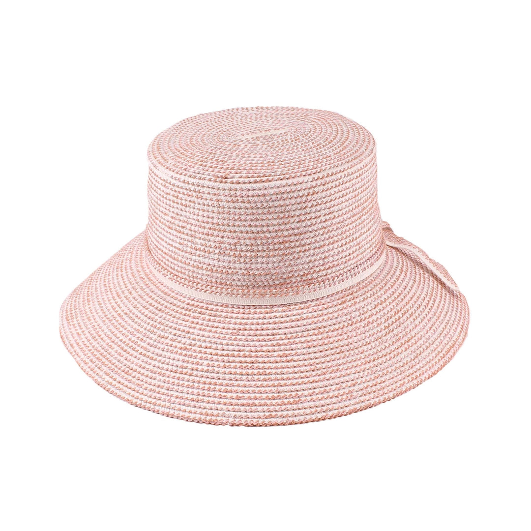 Pink straw hat on a white background