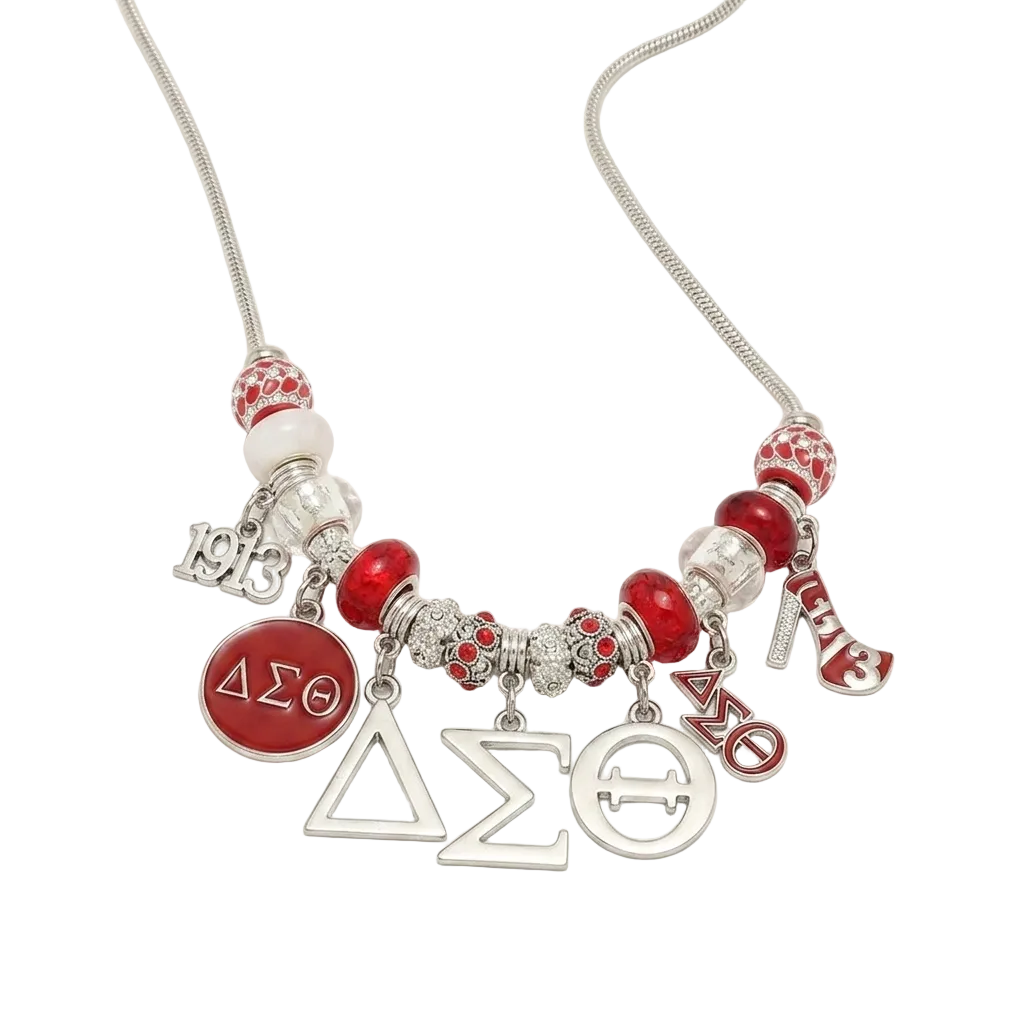 Delta Sigma Theta Monogram Charm Statement Necklace