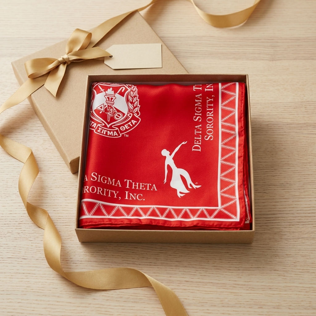 Quadratisches Tuch mit Hahnentrittmuster in Rot &amp; Creme