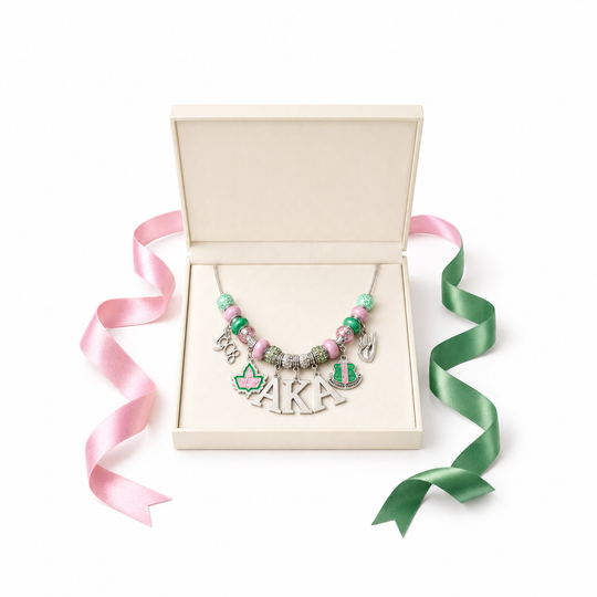Alpha Kappa Alpha Monogram Charm Statement Necklace - Large