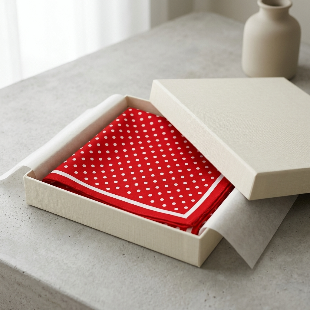 Polka Dot Square Scarf - Red