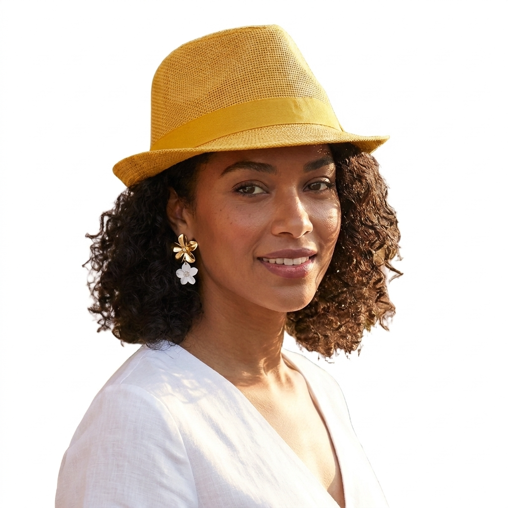 Paper Braid Panama Fedora Hat with Satin Band – Gold