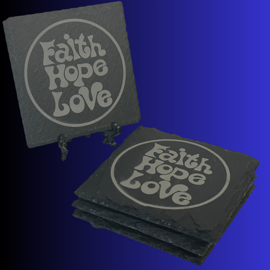 Slate Faith Hope Love Coasters - Set of 4