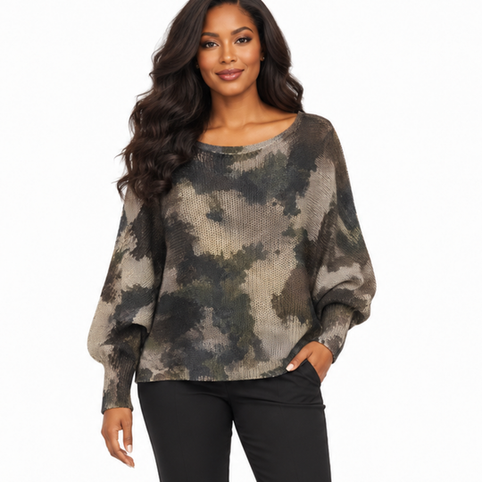 Choco Grey Abstract Italian Knit Sweater