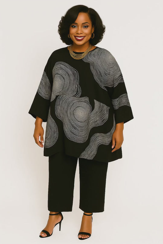 Túnica extragrande Blossom - Negra