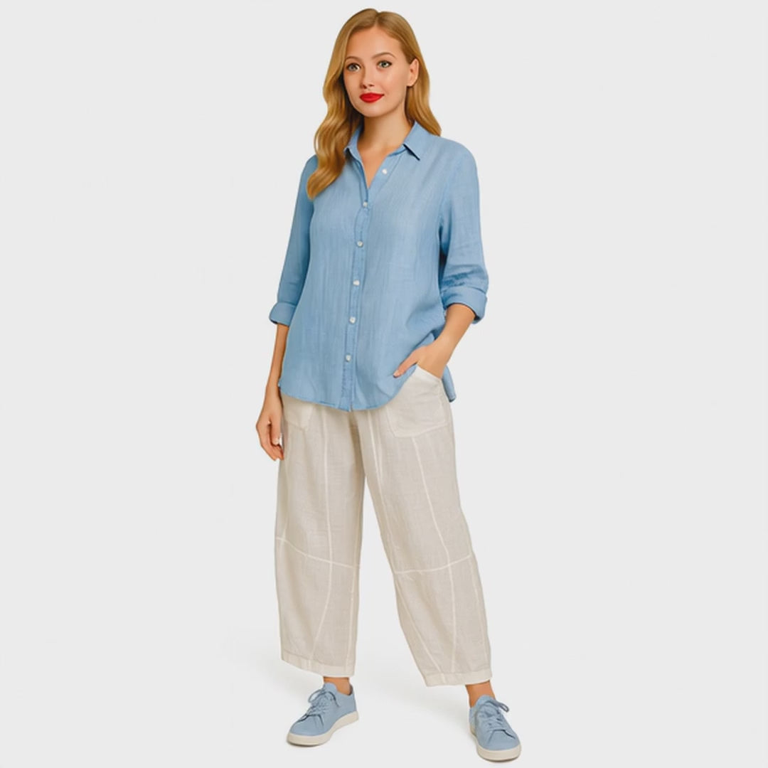 White Artisian 100% Linen Pants