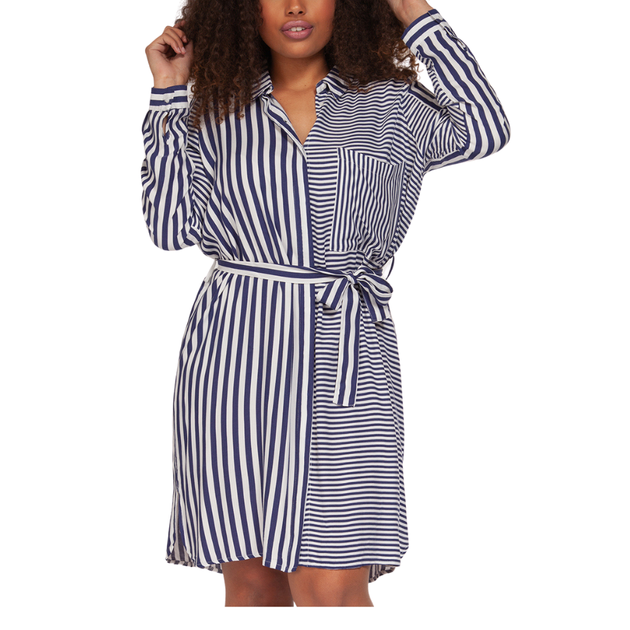 Striped Shirt Dress - Navy/White - Plus
This relaxed striped shirt dress is unlined with exposed buttons, tie belt is perfect for day or evening. Fiber Content: 55% linen 45% viscose Fit is true to size.
Striped Shirt Dress - Navy/White - Plus
This relaxed striped shirt dress is unlined with exposed buttons, tie belt is perfect for day or evening. 