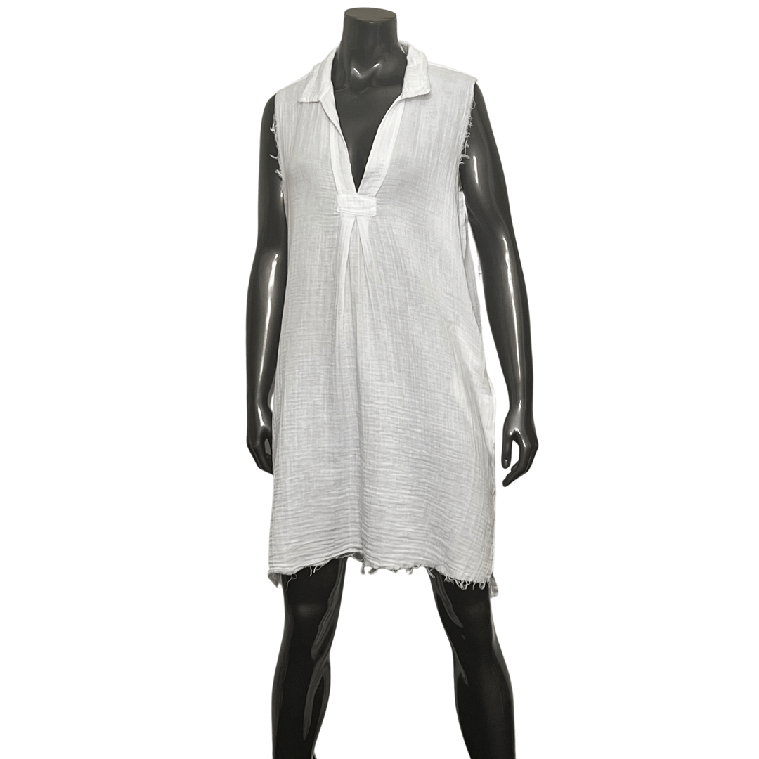 Sleeveless Shirt Dress - White
Keep it cool and simple on warm days in this effortlessly chic shirtdress cut from a breezy crinkle cotton material. It's great as a dress or tunic. Fit is flowy and pockets are functional. Fits true to size. 100% Cotton Dual Side Pocket Not Lined Length: 36 in Hand wash cold, Lay flat to dry
Sleeveless Shirt Dress - White
Chic shirtdress cut from a breezy crinkle cotton material. It's great as a dress or tunic. Fit is flowy and pockets are functional. Fits true to size.
2022C