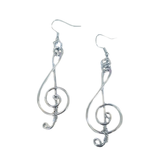 Handcrafted Artistic Wire Earrings by Chanour.  Nickel free and hypoallergenic.  Color: Silver