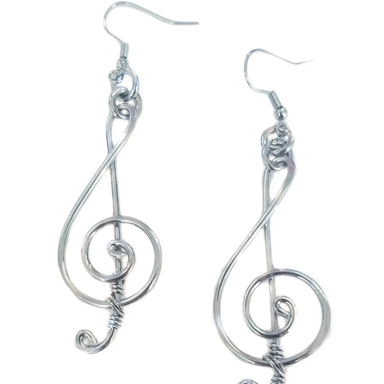 Handcrafted Artistic Wire Earrings by Chanour.  Nickel free and hypoallergenic.  Color: Silver