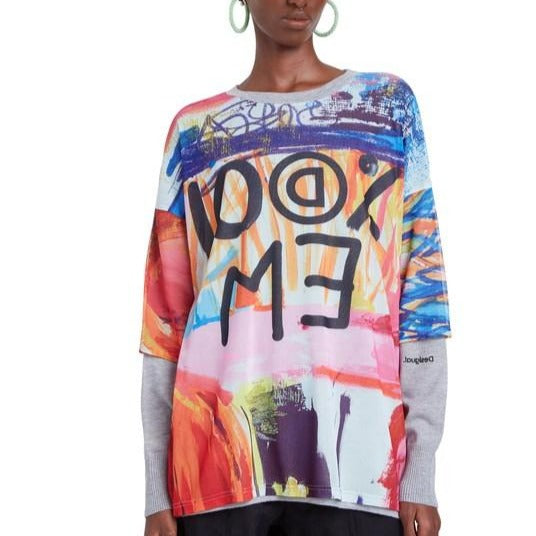Arty Drop Shoulder Tricot Jumper
Dare to be yourself with this fine gauge loose fit (drop shoulders) jumper with round neck and cuffs finished in rib. With a print all over its surface that pays tribute to the Desigual heritage with handmade colouristic naïf drawings. Authentic like you. Ribbed round neck Desigual multicolour Heritage print Cuffs and hem finished in rib Loose fit (drop shoulders) Outer 40% polyamide 35% viscose 22% acrylic 3% cashmere Care: Do not bleach Machine wash cold water inside out D