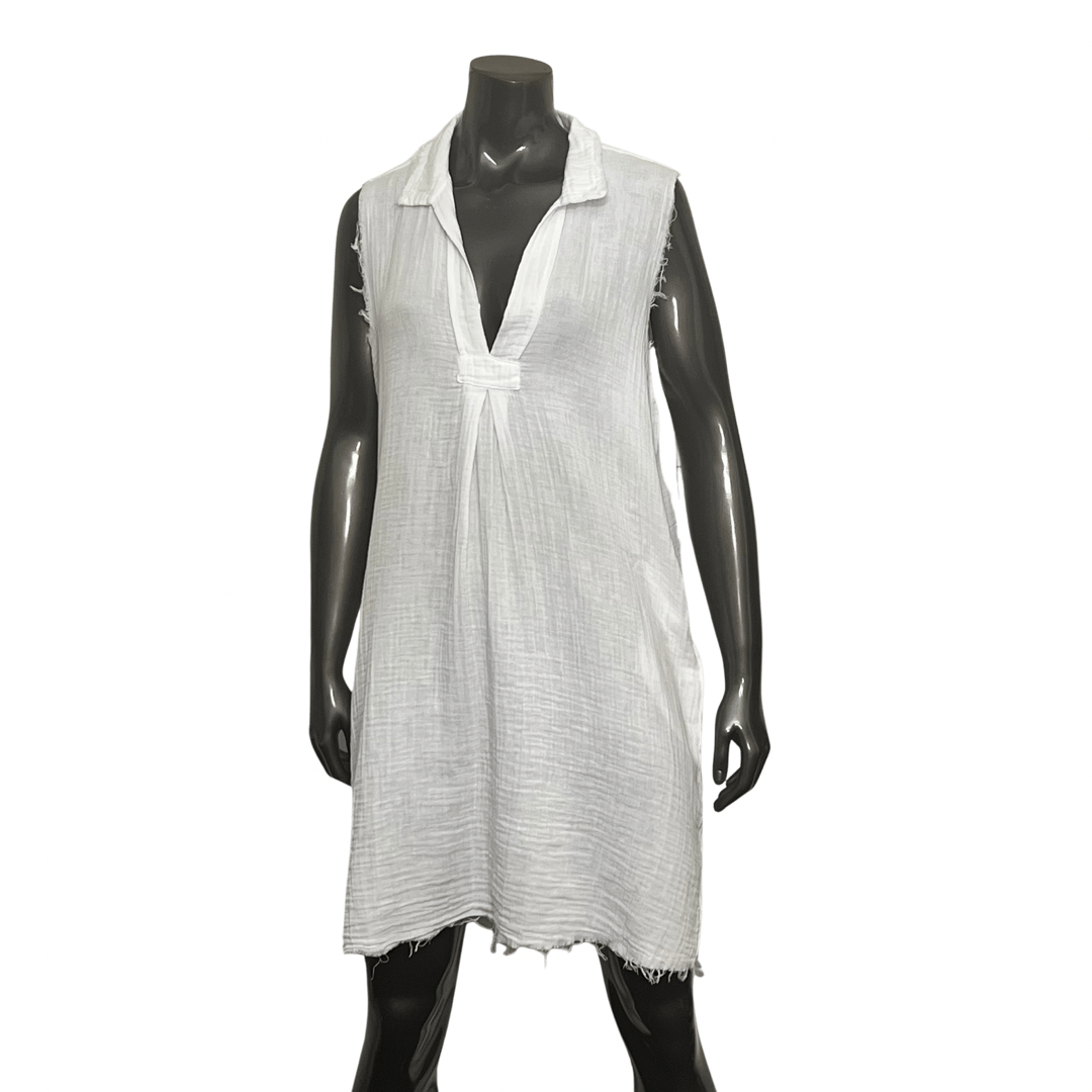 white sleeveless shirt dress Sleeveless Shirt Dress