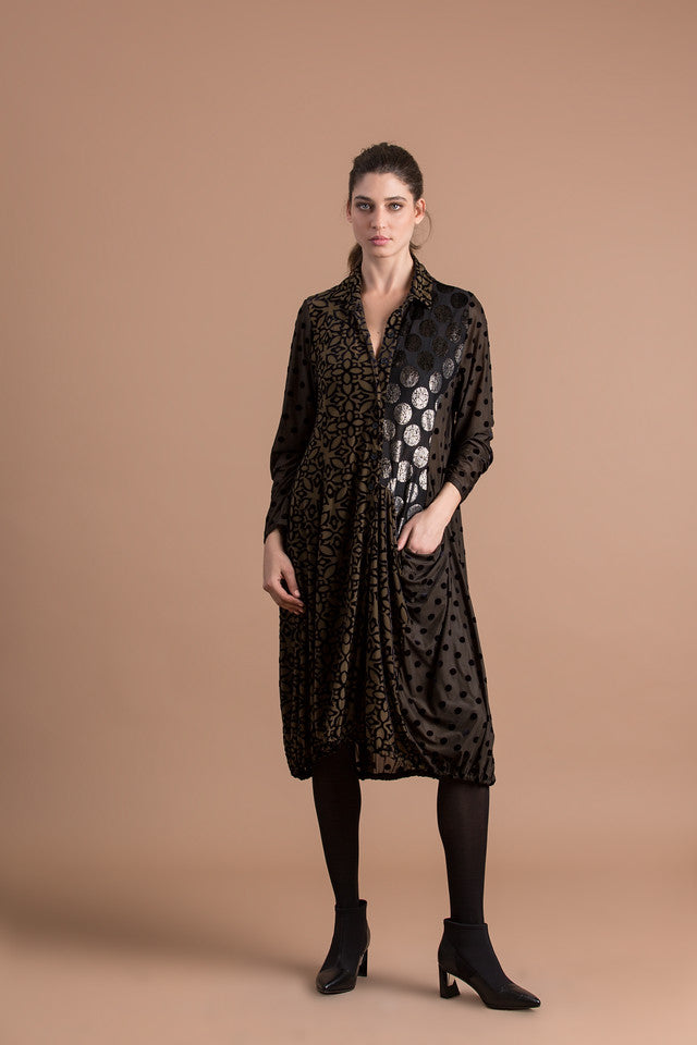 mixed print shirt dress Mixed Print Mini Shirt Dress