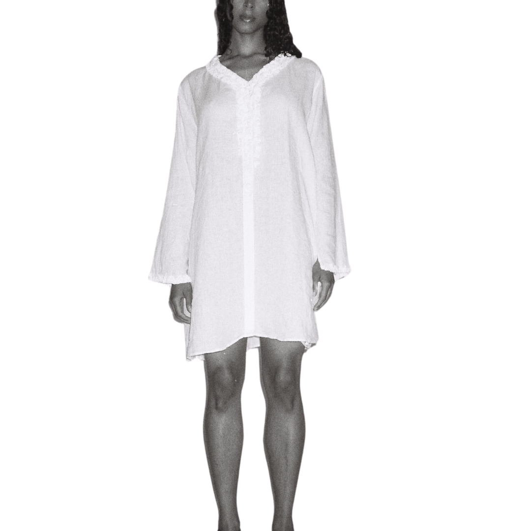 Bijou Bias Cut Linen Mid Length Dress