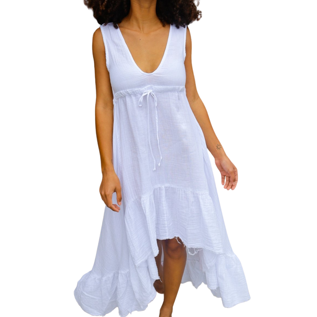 drama ruffle maxi dress Drawstring Drama Maxi Dress