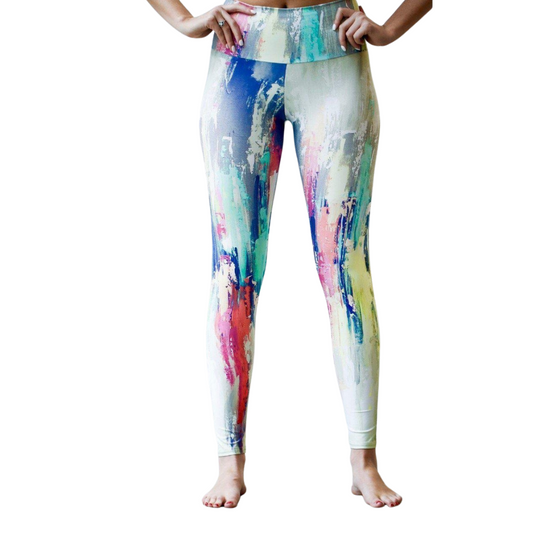 Rainbow Soft Colors Print Leggings
4 Way Stretch - Rainbow Print Leggings The best 4 way stretch rainbow print splash leggings the world has to offer. They are just edgy and fun. This black and white feather splash style is super cool and looks amazing with any color top. Features: 4 way stretch leggings 82% polyester/18% spandex Fabric weight: 6.61 oz/yd² (224 g/m²) 38-40 UPF Material has a four-way stretch, so fabric stretches and recovers on the cross and lengthwise grains Made with a smooth and comforta