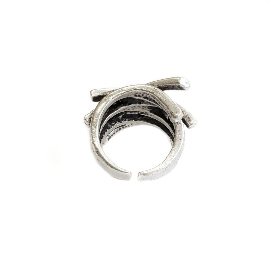 Criss Cross Antique Pewter Ring