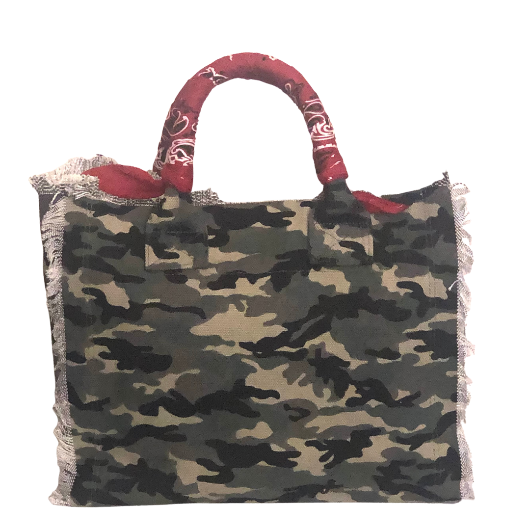 Fringe Camo LOVE Tote - Red Bandana
Fringe Bag Perfect everyday bag! - "Camo LOVE" in red text Canvas Tote with bandanna covered handles and convenient inside zippered pocket measuring 9" X 5" Dimensions: 12"X14"X5" Made in New York
Fringe Camo LOVE Tote - Red Bandana
Camo LOVE" in red text Canvas Tote with bandanna covered handles and convenient inside zippered pocket measuring 9" X 5" Dimensions: 14x13.5x6 Made in New York


$177
$177
$177
camo canvas tote bag, camo canvas totebag with love, camo print, c