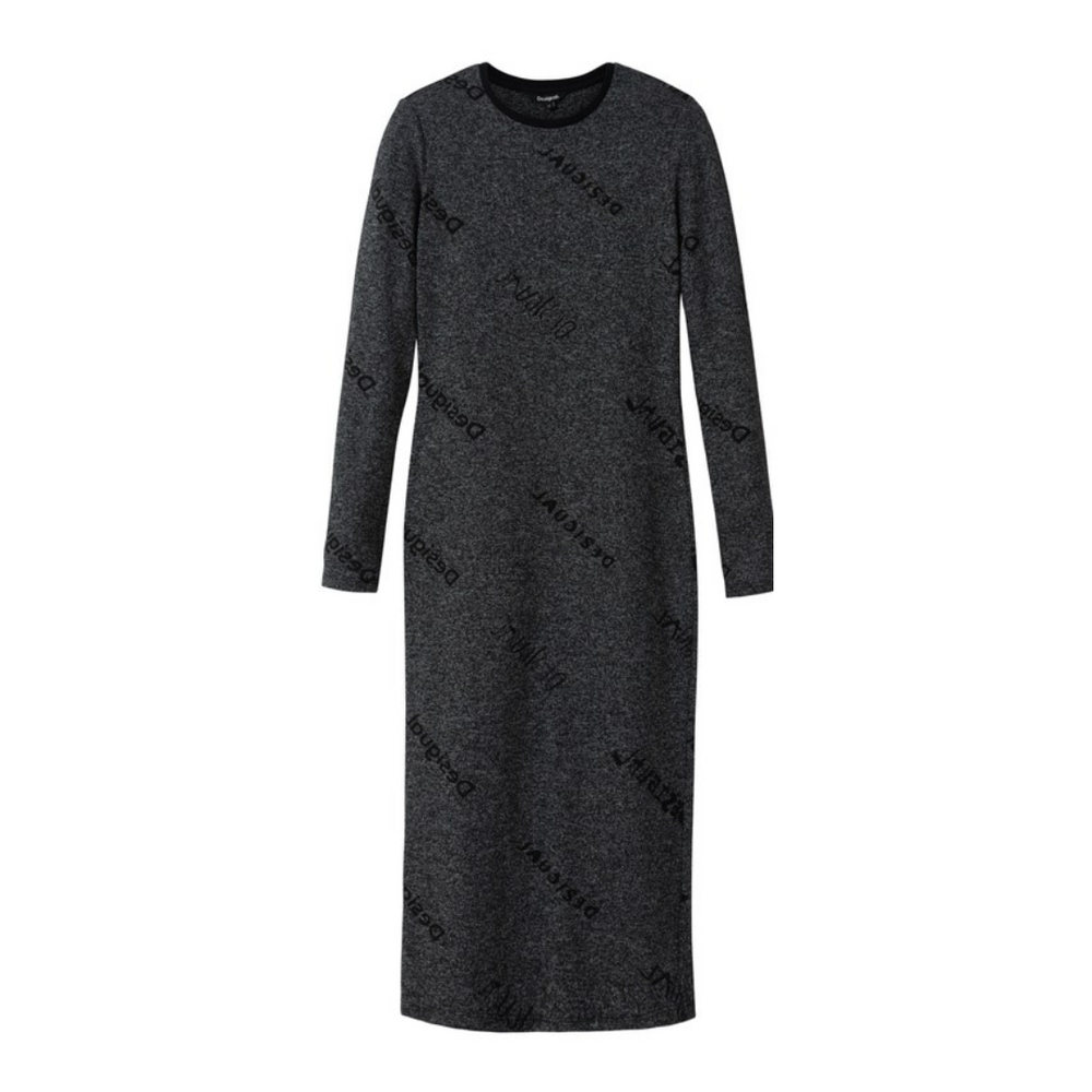 Dark gray dress with brand logo on a white background