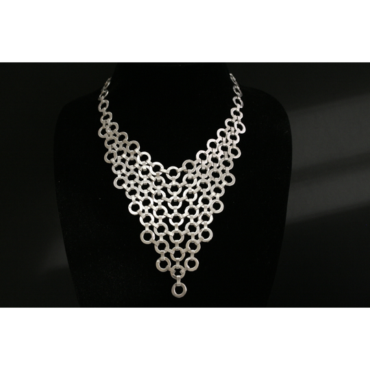 Silver Circles Choker Necklace  Hypoallergenic, Nickel and Lead Free Brand New Trendy, Elegant and Fashionable Length adjustable Hook Clasp