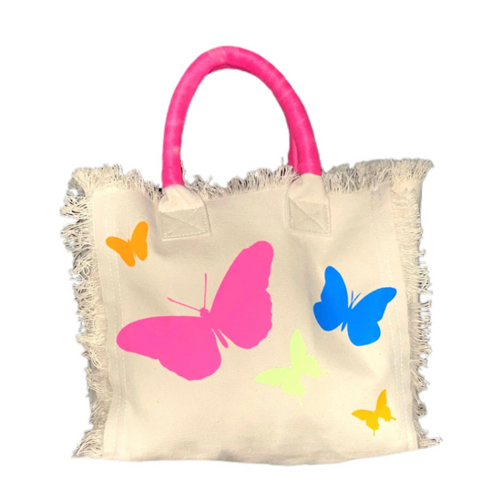 Fringe Butterflies Tote - Cream
Fringe Bag Perfect everyday bag! - "White canvas with pretty butterflies on the front. Canvas Tote with tulle covered handles and convenient inside zippered pocket measuring 9" X 5" Dimensions: 12"X14"X5" Made in New York
Fringe Butterflies Tote - Cream
White canvas with pretty daisies on the front. Canvas Tote with tulle covered handles and convenient inside zippered pocket measuring 9" X 5" Dim.: 14x13.5x6


$177
$177
$177
canvas bag, canvas handbag, canvas handbag with ban