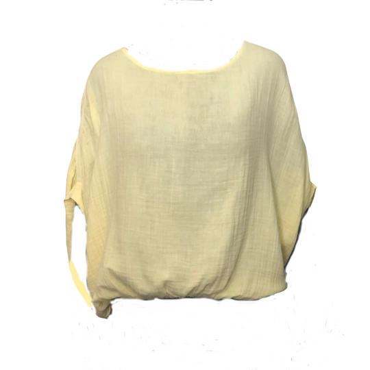 Wide Body Gauze Top - Mellon Yellow
Cotton elastic bottom top. This top is constructed in our gauzy cotton in a billowy cocoon shape that flatters and fits every woman. The elastic hem s what adds shape wile remaining relaxed. 100% Cotton Rounded neckline Elastic hem on waistline Wide arm opening Machine wash cold water, Low dry, Low iron as needed
Wide Body Gauze Top - Mellon Yellow
Cotton Elastic Bottom Top-Our Gauzy Cotton In A Billowy, Cocoon Shape That Flatters And Fits Every Woman. An Elastic Hem Adds