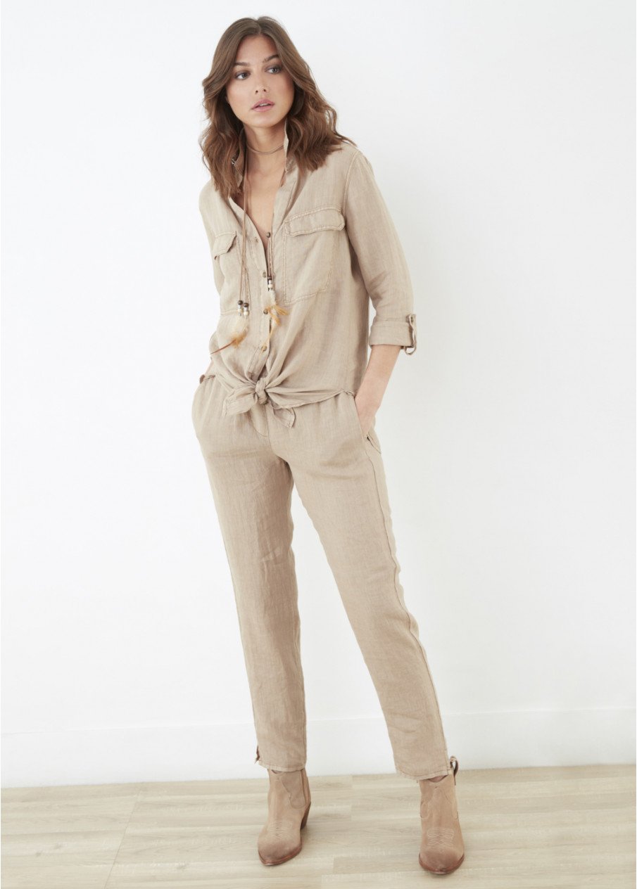 Lea Linen Shirt
Simply indispensable: A timeless shirt that's cool and comfy in a delicious cotton and silk blend—that's tailored with impeccable attention to detail. Spread collar, long sleeves with roll-up button tabs, button front, flap-patch pockets, yoked back with box pleat, and shirttail hem to tuck, tie or wear loose. Finished with tonal topstitching. 100% linen Cold water wash, line dry Designed in France
Lea Linen Shirt
Simply indispensable: A timeless shirt that's cool and comfy in a delicious co