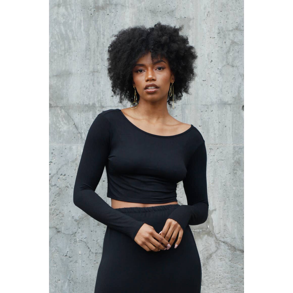 Long Sleeve French Terry Knit Crop Top – Le' Diva Boutique Store