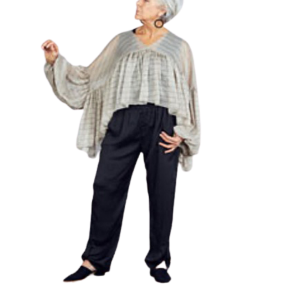 Hi Low Gathered Blouse - Rossi - Linear
V collar with flowing sleeve and gathered hi-low hemline. This tunic blouse has long sleeves that gathers at the cuff with eleastic while the hemline sweeps hi and low for an elegant silhouette. Tunic slips right over your head with no fuss at all. Style: TopFabric: 100% Polyester
Hi Low Gathered Blouse - Rossi - Linear
V collar, flowing sleeve & gathered hi-low hemline. This tunic blouse has long sleeves that gathers at cuff with eleastic while the hemline sweeps hi