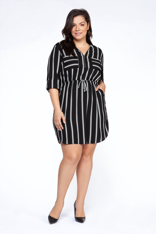 Striped Shirt Dress Plus - Black
This relaxed unlined shirt dress with exposed buttons, tie belt and upper patch pockets is perfect for day or evening. Fiber Content: 55% linen 45% viscose Fit is true to size.
Striped Shirt Dress Plus - Black
This relaxed unlined shirt dress with exposed buttons, tie belt and upper patch pockets is perfect for day or evening. 
1572255DP-1

$49.99
$49.99
$49.99
plus size, plus stripe dress, plus striped black & white dress, plus striped black and white dress, plus striped dr