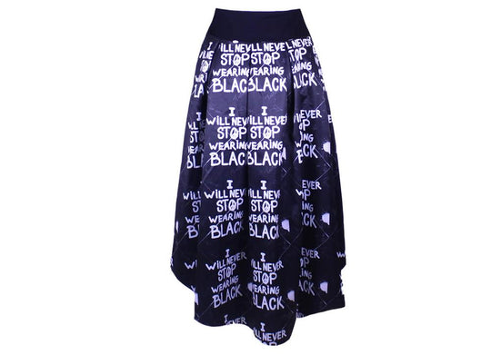 Runway Skirt - IWNSWB - I Will Never Stop Wearing Black
Straight from the "runway" right to your wardrobe. A fashionista's must-have. This Rock ‘N Karma high-waisted midi skirt should be at the top of your wish list. It has a waist-cinching belt to enhance the A-line silhouette. Style yours depending on your mood. Wear yours with stilettos or just as easily with sneakers. About Me: 100% Satin Original Design High-low hem Designed for fit and flare Fabric Resiliency, Stay true to size Love Me Right Dry Clean