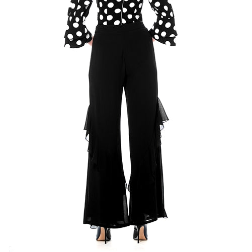 Side Ruffle Pants Chiffon Flare Leg Pants with Side Ruffle – Le' Diva Boutique Store