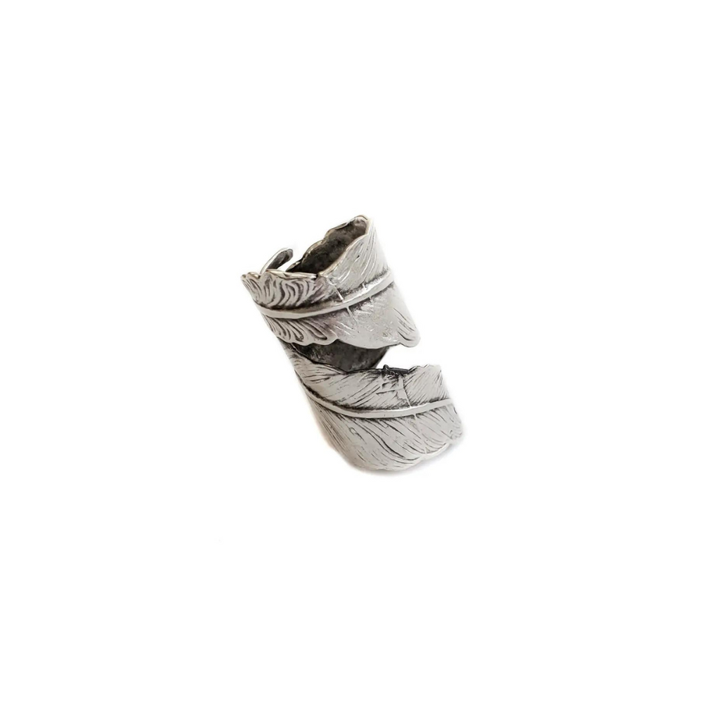 Infinity Scroll Leaf Antique Pewter Ring