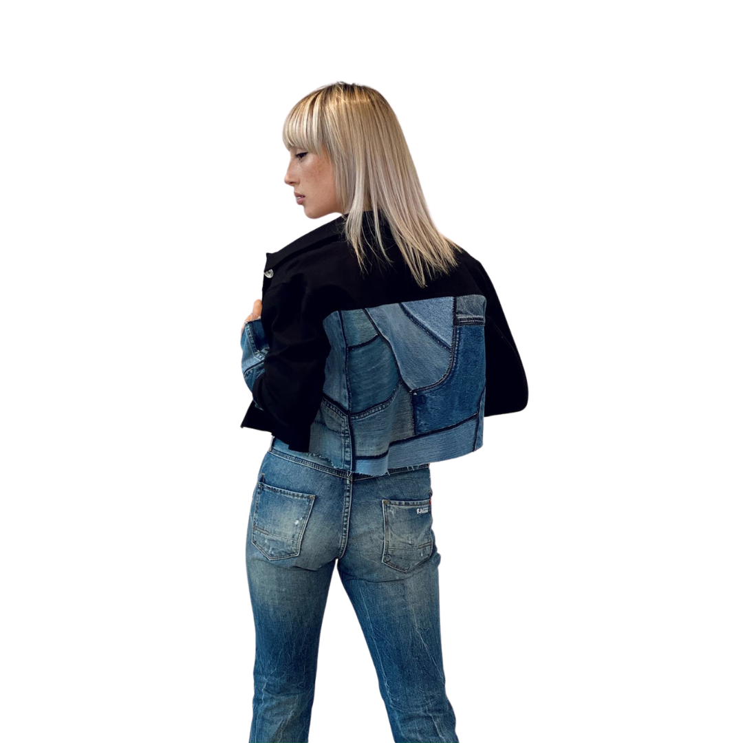 Ink Crop Jacket - Remix Denim
A twist of recycled remix denim added in the sleeves and the back amplifies the casual appeal of our classic cropped versatile denim jacket. Edgy style and classic silhouette of this casual jacket are sure to complete any of your day-to-day summer looks. About Me: 85% Rayon, 15% Lycra “Miracle Fabric” 100% Recycled Remix Denim 2 way stretch for a move-with-you-feel Hand Painted Original Design Designed for relaxed fit Fabric Resiliency, stays true to size Love Me Right: Machine