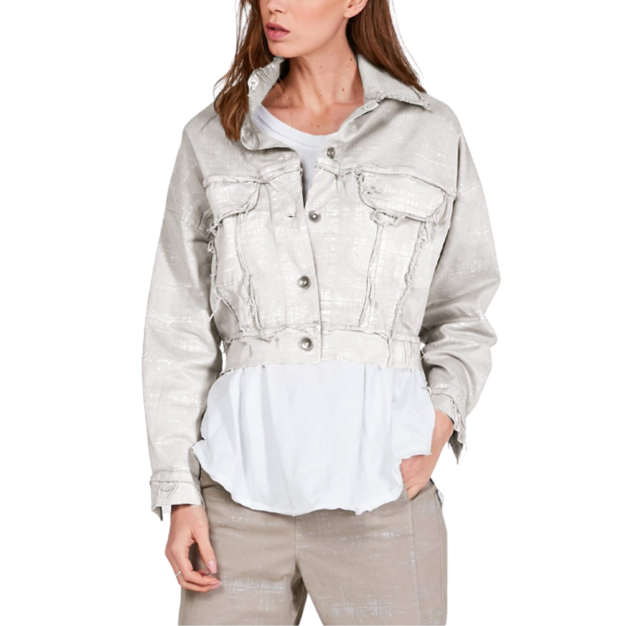 Static Distressed Waist Length Jacket
Static Distressed Waist Length Jacket Upgrade your day to day Jacket with this super trendy Static Distressed Jacket. Its cropped like look and distressed finishes are sure to add some edge to any look this item is paired with. Details: Waist length Slightly cropped Raw distressed edges Flat collar Button closure 2 flap pockets Fit: Relaxed Fit Model Size: 170cm/5'7" and is wearing a Small. Fabric: Organic Dyed Cotton. Care Instructions: Hand wash with cold water Hang t