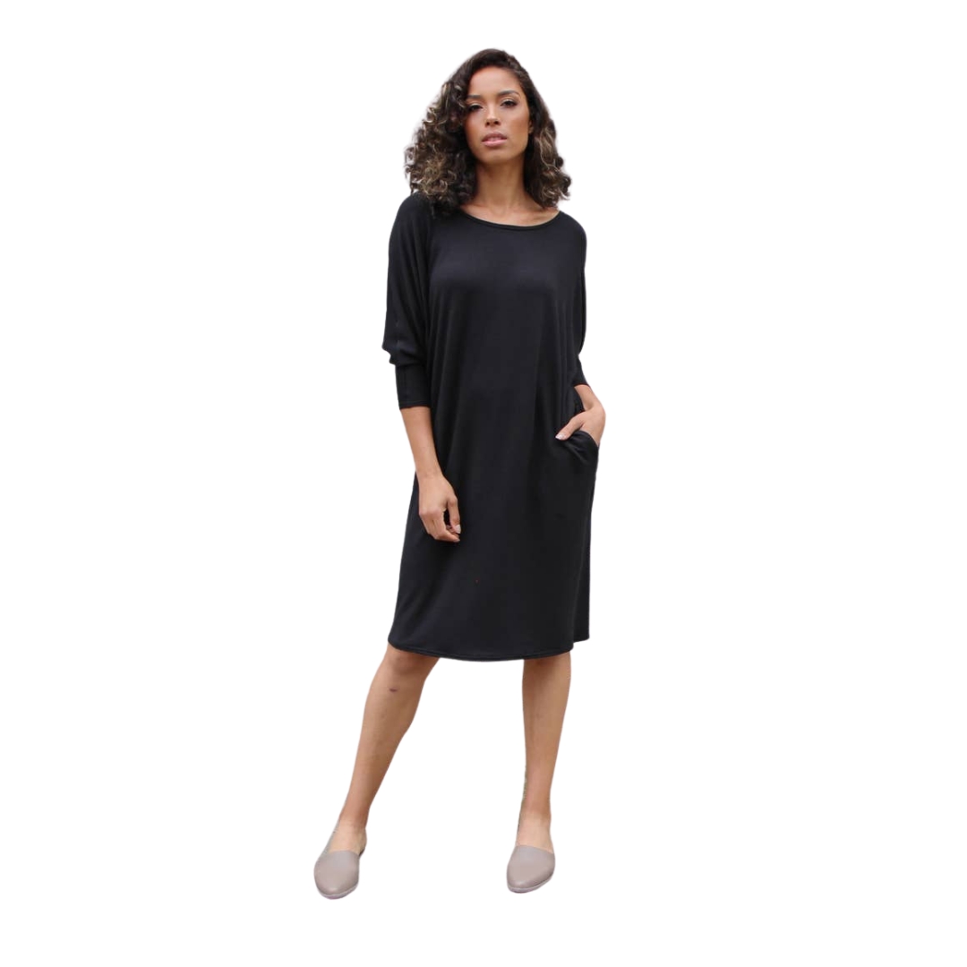Black Knit Short Sleeve Dress Medium
