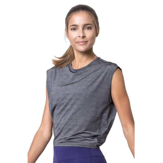 Swiftly Silver Thread Tee
Up your cool factor in this relaxed tee offering effortlessly chic studio-to-street style. With a pretty melange look, this 4-way stretch performance fabric features subtle silver threading for an elevated, feminine twist. A mid-cropped hemline and cap sleeve detail rounds out the look of this simple yet stylish tee. FEATURES Silver Thread Pique 4-way stretch, moisture wicking, quick dry fabric with unique silver threading accent Fit Relaxed ABOUT THIS FABRIC Fabric Content: Main B