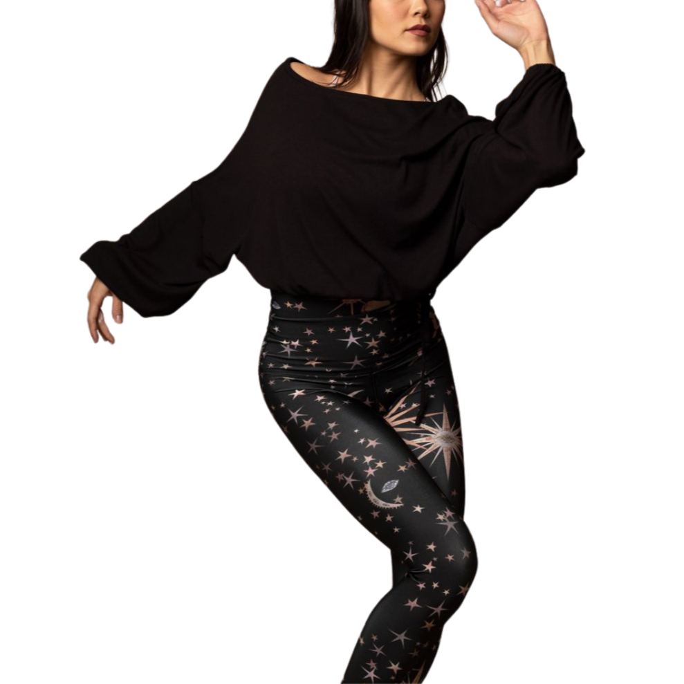 Cassidy Ribbed Knit Top - Black
The new slouchy, oversized CASSIDY top features a beautiful boat neck, flowing gathered bell sleeves, and a drawstring tie waist. The luxuriously soft, stretchy black ribbed knit drapes gorgeously over the body. The perfect piece to pair with our leggings for an on-trend studio to street look. FABRIC 92% rayon/8% spandex4-way stretch SIZING XS/S and M/L (Model is 5'5" wearing size XS/S) CARE Wash inside out in cold water; no bleach; hang or lay flat to dry. Do not iron. Handm