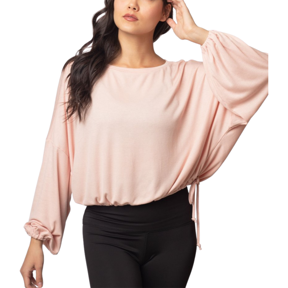 Cassidy Ribbed Knit Top - Blush
The new slouchy, oversized CASSIDY top features a beautiful boat neck, flowing gathered bell sleeves, and a drawstring tie waist. The luxuriously soft, stretchy black ribbed knit drapes gorgeously over the body. The perfect piece to pair with our leggings for an on-trend studio to street look. FABRIC 92% rayon/8% spandex4-way stretch SIZING XS/S and M/L (Model is 5'5" wearing size XS/S) CARE Wash inside out in cold water; no bleach; hang or lay flat to dry. Do not iron. Handm