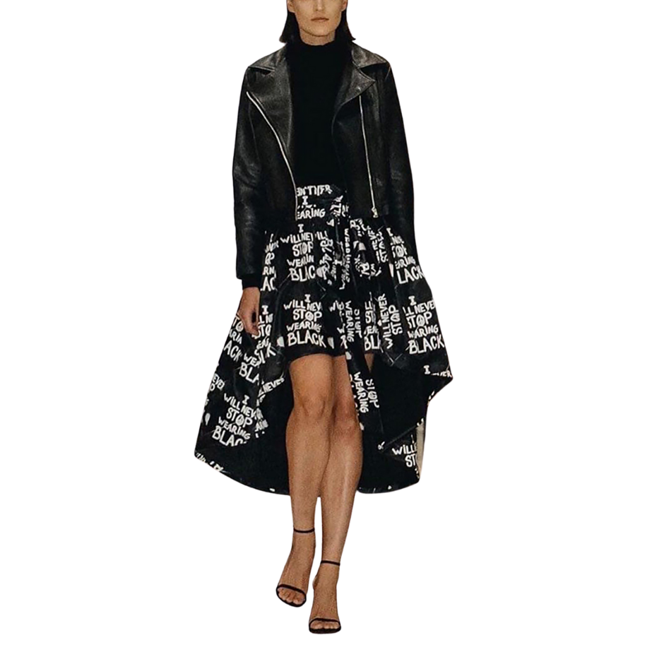 Runway Skirt - IWNSWB - I Will Never Stop Wearing Black
Straight from the "runway" right to your wardrobe. A fashionista's must-have. This Rock ‘N Karma high-waisted midi skirt should be at the top of your wish list. It has a waist-cinching belt to enhance the A-line silhouette. Style yours depending on your mood. Wear yours with stilettos or just as easily with sneakers. About Me: 100% Satin Original Design High-low hem Designed for fit and flare Fabric Resiliency, Stay true to size Love Me Right Dry Clean
