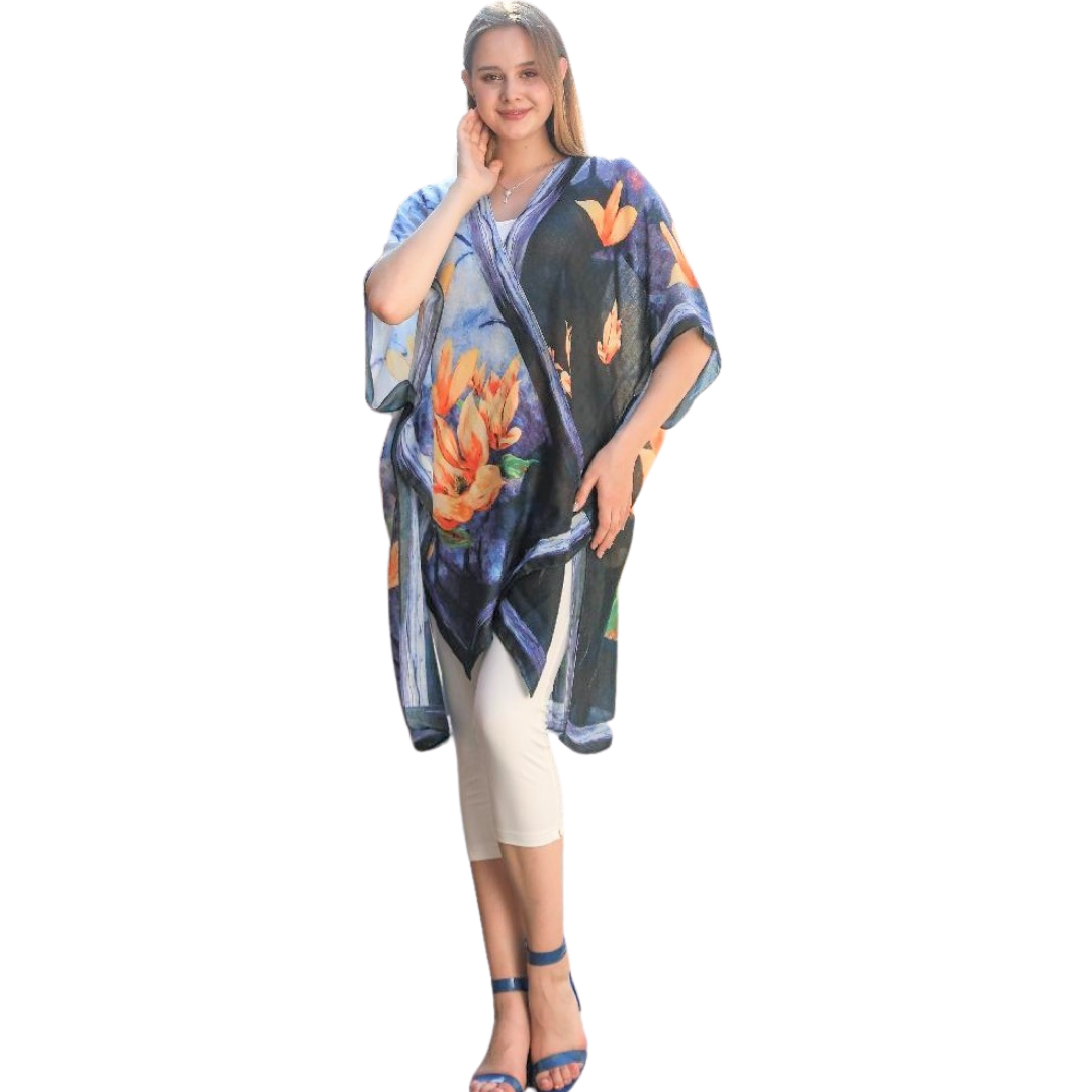 Navy Orange Lily Print Sheer Kimono
Navy & orange print kimono with beautiful lilies printed center back. Great accent piece for any outfit. 34'' long from high point of shoulder to hem Fits sizes 2-16 100% cotton Hand wash cold water; dry flat Imported
Navy Orange Lily Print Sheer Kimono
Navy & orange print kimono with beautiful lilies printed center back. Great accent piece for any outfit. 32'' long from high point of shoulder to hem
JC081110501

$24.99
$24.99
$24.99
cotton kimono, kimono, one size kimono