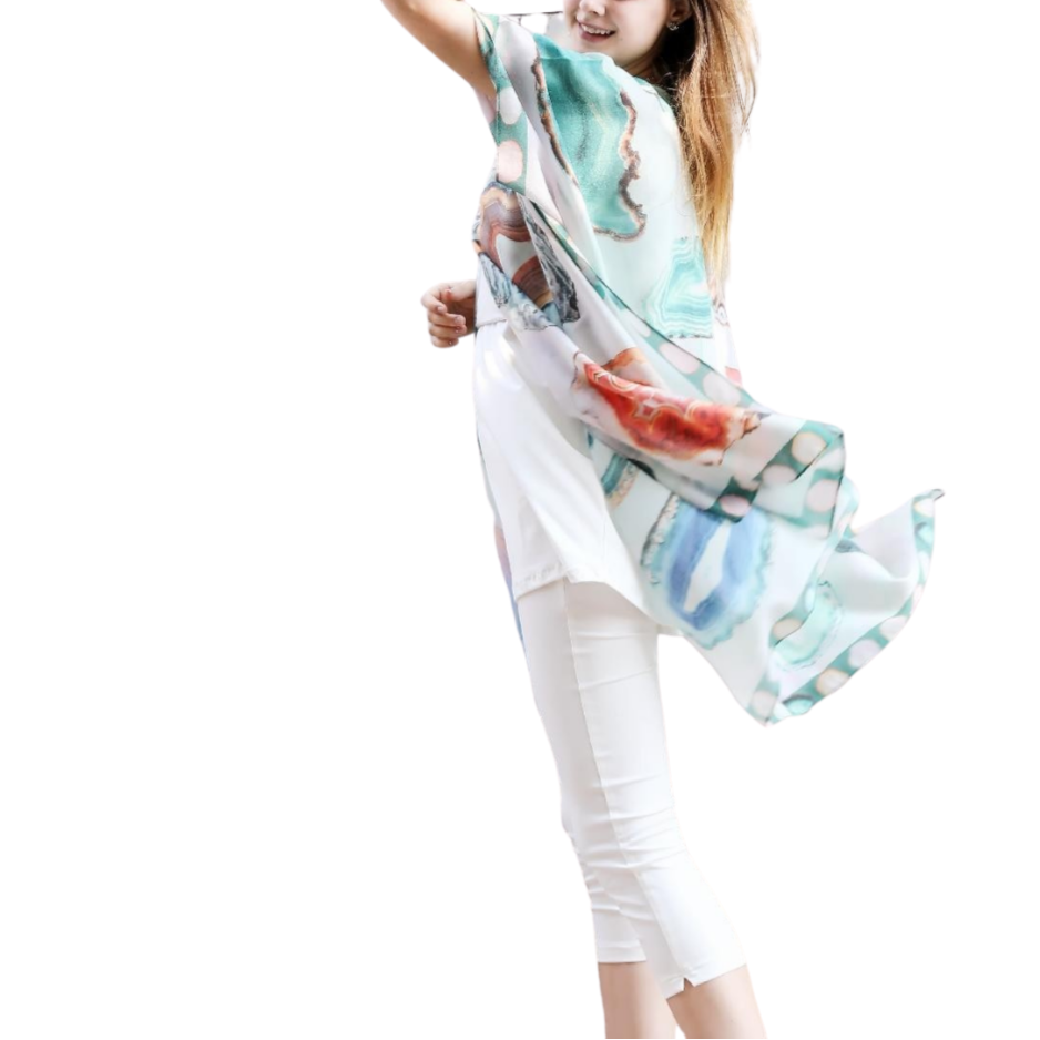 Aqua Crystal Stone Print Sheer Kimono
Aqua print crystal stone print kimono with beautiful large stones printed throughout. Great accent piece for any outfit. 34'' long from high point of shoulder to hem Fits sizes 2-16 100% cotton Hand wash cold water; dry flat Imported
Aqua Crystal Stone Print Sheer Kimono
Aqua crystal stone print kimono with beautiful large stones printed throughout. Great accent piece for any outfit. 32'' long from high point of shoulder to hem


$24.99
$24.99
$24.99
cotton kimono, kimo