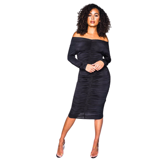 Torin Ruched Jersey Dress - Black
Ruched along the contours of the body in airy jersey knit, Sandi_J's long sleeve midi is figure-hugging and an updated classic. Back zip closure. This dress is elegant and powerful, can be worn on or off the shoulder with a minor zipper adjustment. 100% polyester Machine wash cold with like colors Made in USA
Torin Ruched Jersey Dress - Black
Ruched along the contours of the body in airy jersey knit, Sandi_J's long sleeve midi is figure-hugging and an updated classic. Back