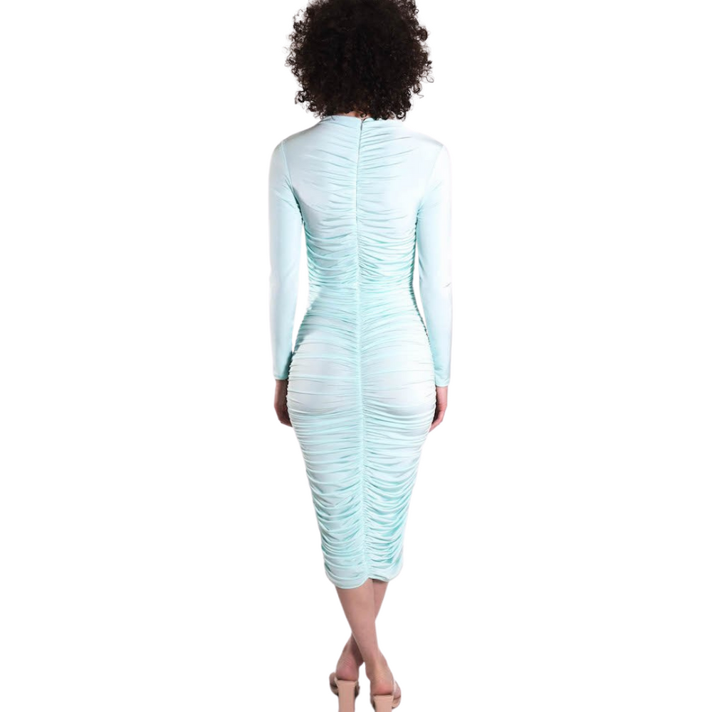 Torin Ruched Jersey Dress - Mint
Ruched along the contours of the body in airy jersey knit, Sandi_J's long sleeve midi is figure-hugging and an updated classic. Back zip closure. This dress is elegant and powerful, can be worn on or off the shoulder with a minor zipper adjustment. 100% polyester Machine wash cold with like colors Made in USA
Torin Ruched Jersey Dress - Mint
Ruched along the contours of the body in airy jersey knit, Sandi_J's long sleeve midi is figure-hugging and an updated classic. Back zi