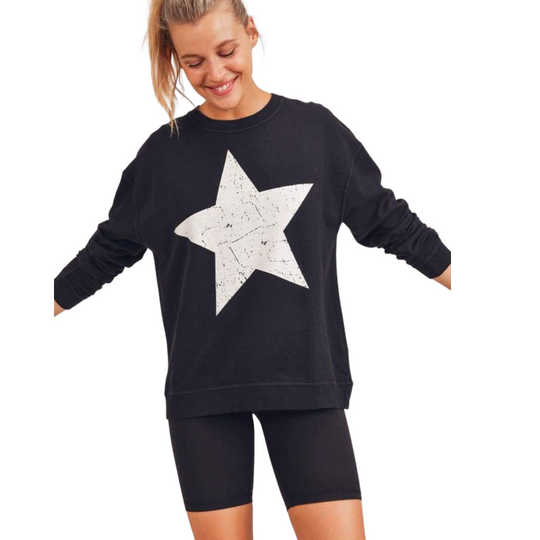 You're A Star Pullover - Black
This pullover was crafted using a 100% cotton terry fabric. It features a rounded neckline, long sleeves, and a single star graphic on the front with an antiqued finish. Fabric: 100% cotton terry Machine wash cold with like colors and tumble dry low Country of Origin: CN
You're A Star Pullover - Black
This pullover is 100% cotton terry fabric. It features a rounded neckline, long sleeves, and a single star graphic on the front with an antiqued finish. 
KT11694-BLK

$47.99
$47.