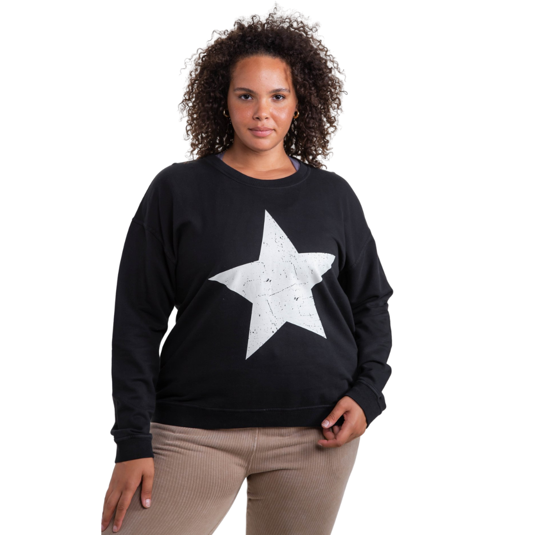 You're A Star Pullover Curvy - Black
This pullover was crafted using a 100% cotton terry fabric. It features a rounded neckline, long sleeves, and a single star graphic on the front with an antiqued finish. Fabric: 100% cotton terry Machine wash cold with like colors and tumble dry low Country of Origin: CN
You're A Star Pullover Curvy - Black
This pullover is 100% cotton terry fabric. It features a rounded neckline, long sleeves, and a single star graphic on the front with an antiqued finish. 
KT11694-P-1