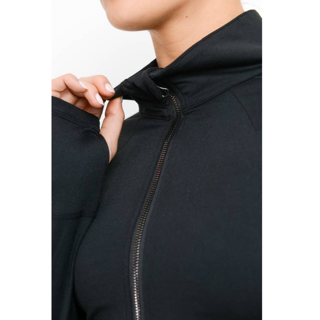 Crop Jacket Zara - Black
Keep your wrists and your neck warm whilst showing a little bit of skin in this solid-colored crop jacket. The long sleeves have thumb holes and the jacket zips all the way up. Features 88% polyester, 12% spandex Moisture-wicking Four-way stretch Imported CN
Crop Jacket Zara - Black
Solid-colored crop jacket. The long sleeves have thumb holes and the jacket zips all the way up. Features 88% polyester, 12% spandex Moisture-wicking Four-way 
AJ2432

$39
$39
$39
activewear top, black c