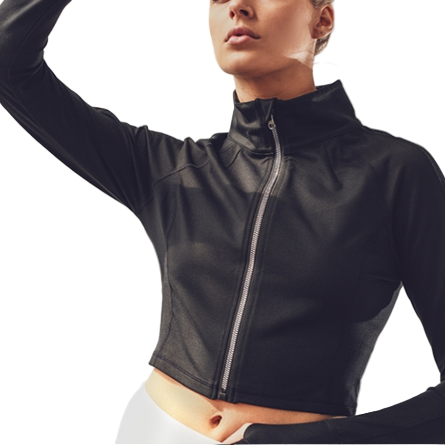 Crop Jacket Zara - Black
Keep your wrists and your neck warm whilst showing a little bit of skin in this solid-colored crop jacket. The long sleeves have thumb holes and the jacket zips all the way up. Features 88% polyester, 12% spandex Moisture-wicking Four-way stretch Imported CN
Crop Jacket Zara - Black
Solid-colored crop jacket. The long sleeves have thumb holes and the jacket zips all the way up. Features 88% polyester, 12% spandex Moisture-wicking Four-way 
AJ2432

$39
$39
$39
activewear top, black c